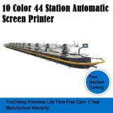 10 Color 44 Station Automatic Oval  Silk Screen Printing Machine for Clothing