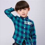 T51 Brand High-Quality Fashion Boy Long Sleeve Shirt Cotton Plaid Letters Shirt with Turn-Down Collar for Wholesale