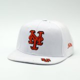 White Snapback Flat Brim Hat with Embroidery