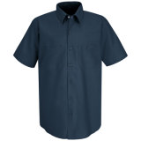 Men's Solid Short Sleeved Formal Unifrom Work Shirt