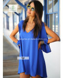 Hot Sale European Summer V-Collar Chiffon Loose Fashion Lady Dress