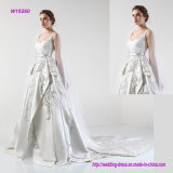 a Noble Multi-Layer Beaded Scoop Wedding Dress with Chapel Train