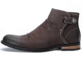 Leather Boots Slip on Ankle Martin Boots for Men (AKPX15)