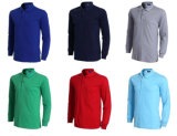 Wholesale Custom Men Blank Pure Color Long Sleeve Polo Shirt