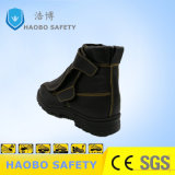 Customized PU Injection Black Leather Safety Footwear