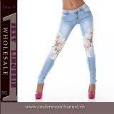 Sexy Women Cotton Denim Embroider Jeans (TSN00363)