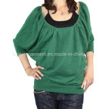 Ladies Knitted Round Neck 3/4 Sleeve Sweater with Softer Handfeel (4)