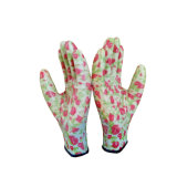 13G Private Label Lady Polyester Nitrile Flower Gloves for Garden