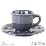 Grey Ceramic Cup and Saucer
