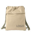 Promotional Custom Canvas Drawstring Backpack with Zipper for Gym/Sport/Shopping