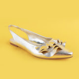 2017 Ladies Slip on Pointed Toe Silver Metallic Slippers