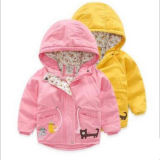 Western Style Cat Applique Down Jacket for Little Girls