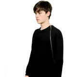 Black Fashion Chest Zipper Sweatshirts Cotton Long Sleeve