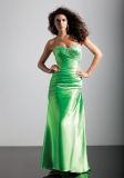 Green Beaded Taffeta Sheath Full Length Long Prom Dresses (PD3046)