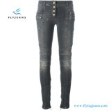 Grey Stretch Cotton Distressed Biker Jeans Women/Girls Skinny Denim (Pants E. P. 420)