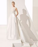 Elegant Beading Lace Top with Pocket Satin Bridal Gown Wedding Dress