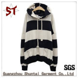 Popular Back and White Striped Pullover Hooded Male Leisure Clothes