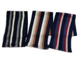 Men Acrylic Knitted Super Soft Vertical Stripe Brushed Scarf
