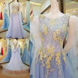 Sheer Neckline Party Prom Formal Gowns Beading Evening Dress T1791