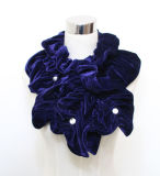 Woman Fashion Polyester Velvet Scarf with Acrylic Diamonds (YKY4384A)