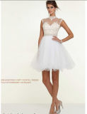 White Homecoming Embroidery Party Cocktail Prom Dresses (PD9309)