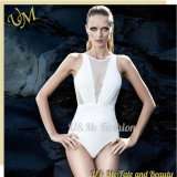 White Deep V Neck Sexy Luxury One Piece Swimsuits for Women