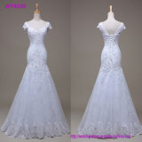 Sweetheart Applique Zipper A Line Sweep Train Charming Button Lace Wedding Dress