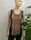 2017 Wholesale Fashion Lace Chiffon Indian Blouse Designs Sleeveless Leopard Woman Blouse