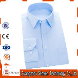 Classical Design Men's Formal Blue Color Dress Shirt of Cotton