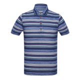 Latest Shirts Cotton/ Polyester for Men Colorful Striped Full Printed Polo Shirt