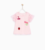 Lovely Girl's T Shirt with Tull Decoration