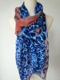 Blue Leopard Print Polyester Shawl for Women Winter Fashion Accessory