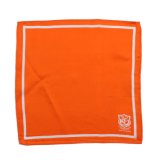 Solid Orange Logo Scarf 100% Silk Ptinted Square Luxury Hand Made