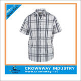 100% Cotton Classic Checked Men Shirt with Short Sleeve