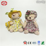 Floral Dress Cute Fancy Plush Sitting Teddy Bear with Bag