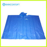Disposable Blue PE Rain Poncho for Promotion (Rpe-012)