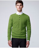 Cotton Semi Openness Pullover Jacquard Knitted Men Sweater