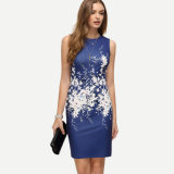 High Quality Flower Printing Sleeveless Dress for Wholesale