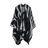 Women's Color Block Open Front Blanket Poncho Bohemian Cashmere Like Zebra Printing Cape Thick Warm Stole Throw Poncho Wrap Shawl (SP223)