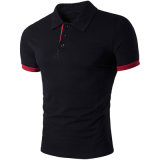 Mens Slim Fit Stand Collar Contrast Color Cotton Fashion Polo Shirt