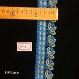 4.5cm Vintage Supply of French Chantilly Lace with Crochet Green Gold Embroidery Hme806