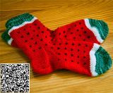 Custom Hand Knit Watermelon Womens Slipper Wool Floor Socks Anti-Slip