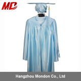Primary School Sky Blue Shiny Graduation Caps&Gowns with 2017 Year Charm Tassel