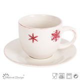 Christmas Red Snow Tea Cup and Saucer