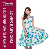 Woman Fashion Dresses Flower Skater Dress (L36115-1)
