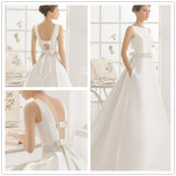 2017 Hotsale Simple Jewel Neckline Satin Wedding Gown (Dream-100012)
