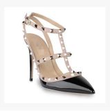 Women Pointed Belt Patent Leather Rivets Fine High-Heeled Sandals