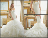 Lace Puffy Bridal Gown Strapless Tiered Mermaid Wedding Dress Mrl2879