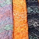 Crochet Double Colors Lace Fabric with Thread Embroidery Fabrics