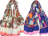 Womens Beach Voile Soft Long Beautiful Flowers Printed Wrap Shawl Scarf (SW106)